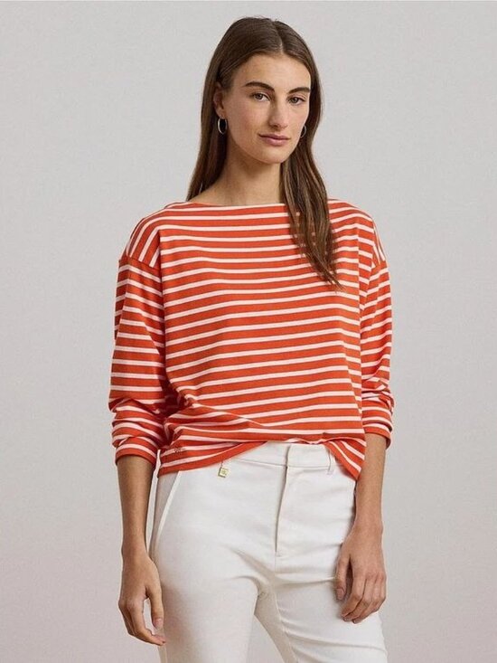 Lauren Ralph Lauren Tops - $90 Lauren Ralph Lauren Cotton Jersey Stripe Boat Neck Long Sleeve Top Size L